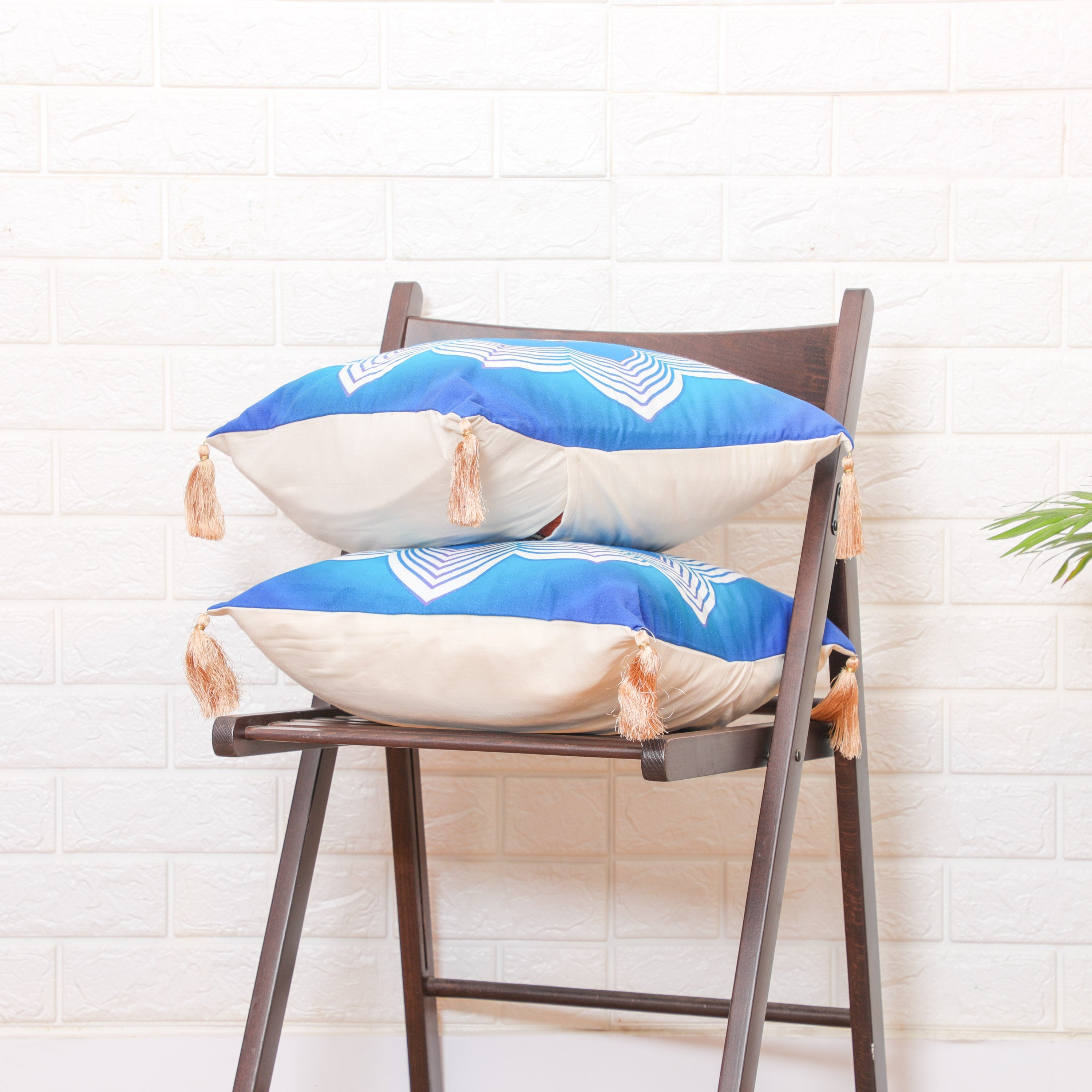 Blue Kamadhenu Cushion Cover